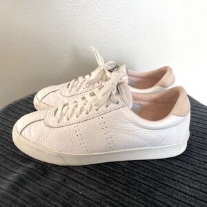 Superga White Leather Sneakers Womens Shoes 8